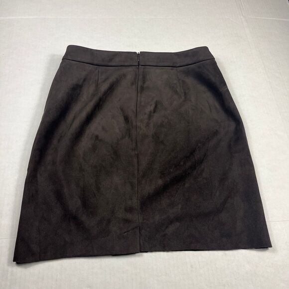 T Tahari Faux Suede Pencil Skirt Brown Corpcore Workwear Classic Back Zip M - Picture 11 of 12
